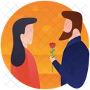 Proposing Couple Christmas Gift Loving Couple Icon