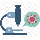 Microscopio De Prueba De Coronavirus Investigacion De Corona Celula Icono