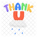 Raining Cloud Thank You Thanks Word Icon