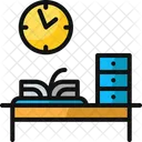 Clock And Desk Book Cabinet Icon