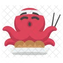 Red Octopus Eating  Symbol