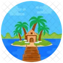 Resort Strandhutte Fluss Symbol