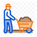 Worker Cart Construction Icon