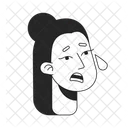 Scared young woman with tears  Icon