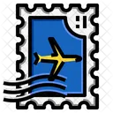 Avion Sello Rectangulo Icono