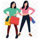 Shopping Girls Shopping Time Life Routine Icon