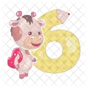 Six Cartoon Number Icon