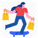 Skateboard Shopping Bag Buy Icon