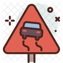 Slippery Slippery Road Slippery Road Signboard Icon