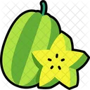 Star Fruit Carambola With Cut Fruit Healthy Symbol