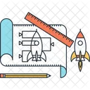 Startup Blueprint Rocket Icon