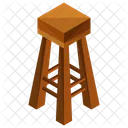 High Wooden Stool Icon