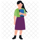 Student Teenager Girl Holding Book Icon