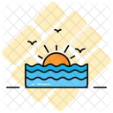 Sunset Sun Sea Icon