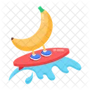 Surfing Banana Healthy Fruit Healthy Food Icon