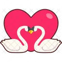 Swan Two Symbol Heart  Icon