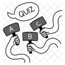 Black Monochrome Quiz Time Illustration Testing Knowledge Quiz Competition Icône