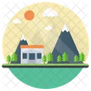 Countryside Village Landscape Icon