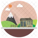 Countryside Village Landscape Icon