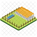 Farmhouse Village Rural House Icon