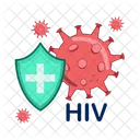 Virus hiv with shield medicine  Icon