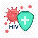 Virus hiv with shield medicine  Icon