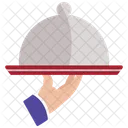 Waiter Hand Holding Cloche Icon