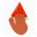 Watermelon Hand Eaten Watermelon Slice Picnic Snack Icon