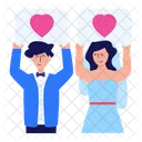 Wed Couple Placards  Icon