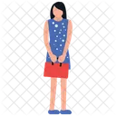 Window Shopping Girl Standing Shopping Girl Icon