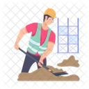 Worker Digging Mud Digging Shovel Digging Icon