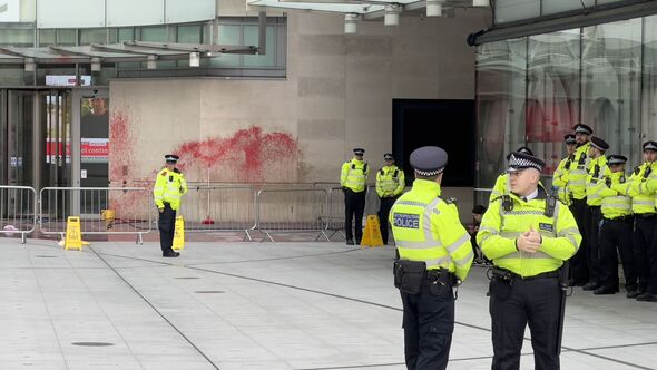 Pro-Palestinian activists stage protest at BBC building in London