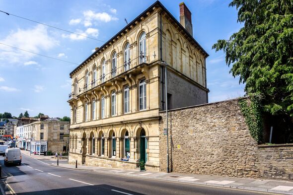 Iconic Frome museum building taken in North Parade, Frome, Somerset, UK