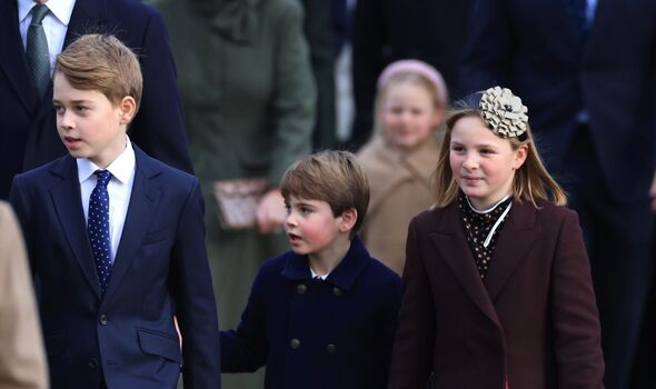 Mia Tindall with Princes Louis and George