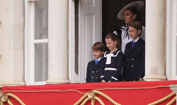 The Wales family watching the Horse Guards Parade