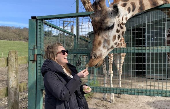 Hannah with the giraffe