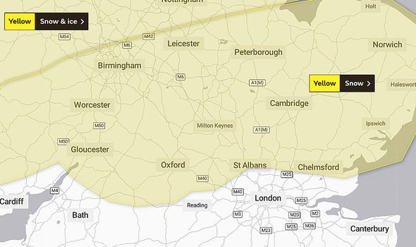 Met office snow warning london map latest news