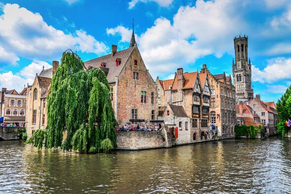 Historical view of old Bruges Belgium and canals