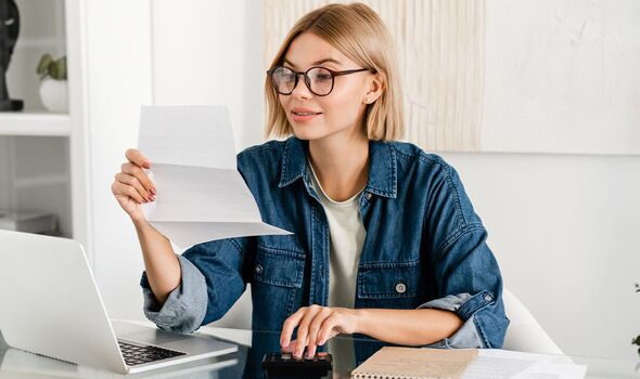 A woman doing her finances