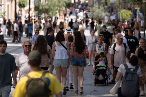 Crowds Of People In The Center Of Barcelona