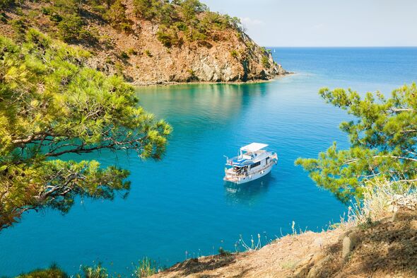 Beautiful sea coast with turquoise water near Kemer, Turkey.