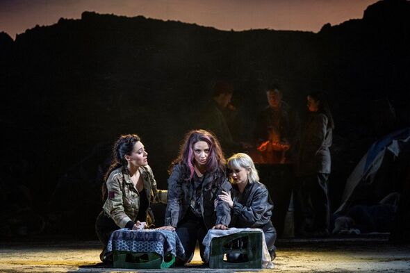 Kezia Bienek and Elisabeth Boudreault as gypsy fortune tellers Mercedes and Frasquita