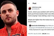 joe cullen social media row darts david schlichting