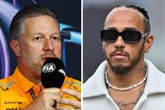 Zak Brown Lewis Hamilton Max Verstappen