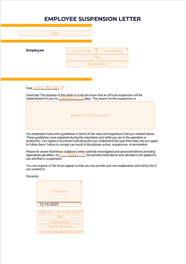 Employee Suspension Letter Template