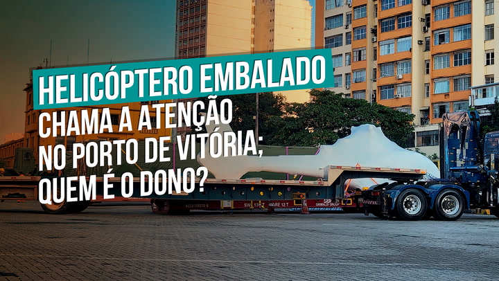 Thumbnail - A aeronave chegou a ficar armazenada no Porto de Vitória. O helicóptero é da Antuérpia, na Bélgica, e o destino dela é o Estado de São Paulo