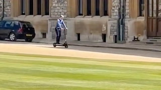 Watch: Prince William zooms into Windsor Castle on e-scooter