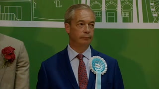 Moment Nigel Farage becomes MP for first time after winning Clacton