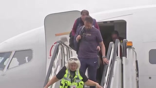 Watch: England players arrive back in UK after Euro 2024 final defeat