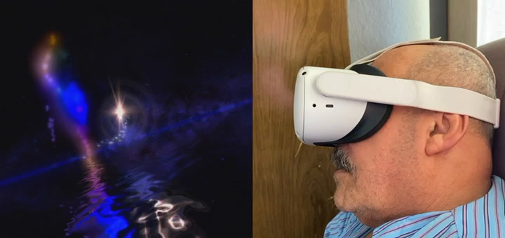 Thumbnail - Paciente da neuropsicóloga Bruna Bona usa óculos de Realidade Virtual para tratamento